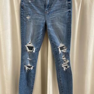 American Eagle Outfitters Distressed Blue Skinny Jeans